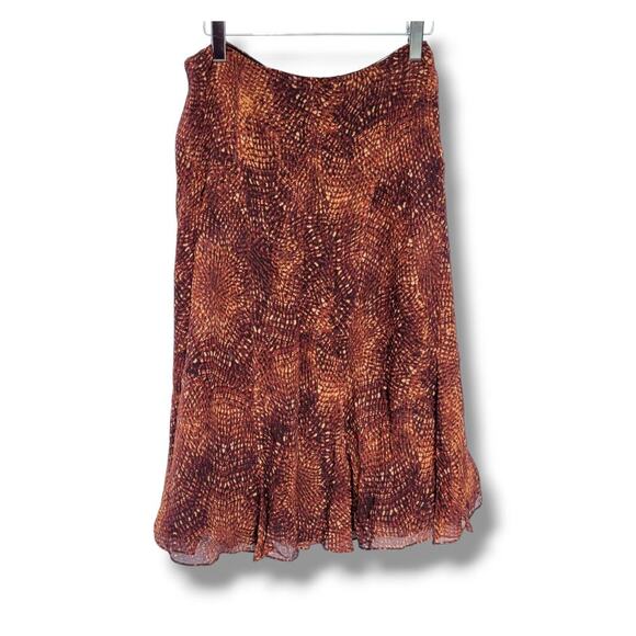 Jones New York Petite Collection women's silk lined brown midi skirt  - 8P - Picture 1 of 8